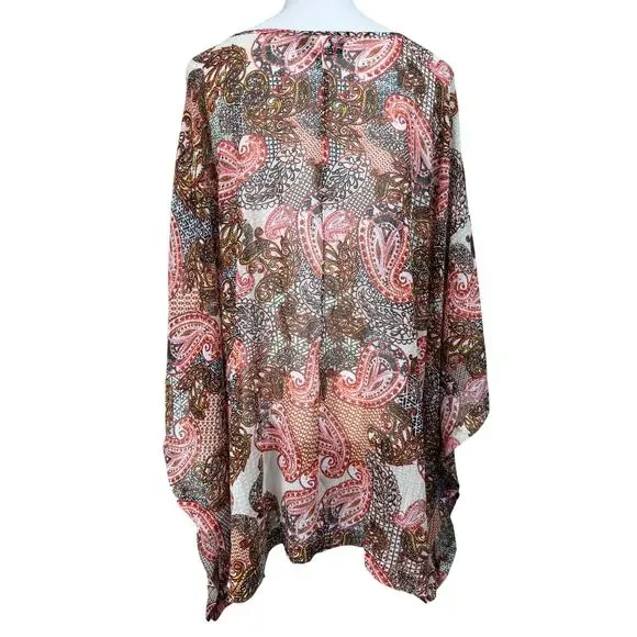 Lane Bryant Women's Top Blouse Wide Sleeves Floral Sheer Plus Sz 22/24 - Picture 6 of 12